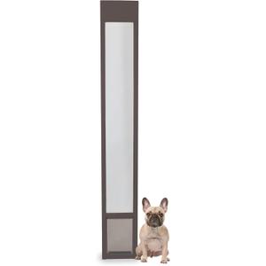 PetSafe 1-Piece Sliding Glass Pet Door for Dogs & Cats - Adjustable Height 75 7/8" to 81"- Medium, Bronze, No-Cut DIY Install, Aluminum Patio Panel Insert, Great for Renters or Seasonal Installation