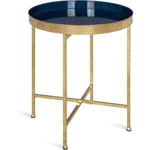 Kate and Laurel Celia Metal Foldable Round Accent Table, 18.25" x 18.25" x 22", Navy Surface and Gold Frame, Modern Minimalist Design and Detachable Magnetic Tabletop