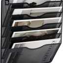 EASEPRES 5 Pocket Mesh Hanging Wall File Organizer, Wall Mounted Mail Paper Document Folder Holder, Clipboard Storage Organization Magazine Rack with Nametag Label for Office Home School, Black