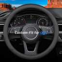 Deer Route Custom-Fit for GMC Steering Wheel Cover, Premium Leather Car Steering Wheel Cover with Logo, Non-Slip, Breathable, for GMC Accessories (B-Style,for GMC)