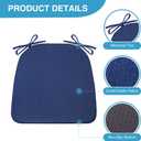 IASEAHK Chair Cushions for Dining Chairs Set of 4, Non Slip Kitchen Chair Pads, 17" x 16" x 2", Indoor Dining Chair Cushions with Ties, D-Shaped Seat Cushions for Kitchen Chairs, Navy Blue, 4 Pack