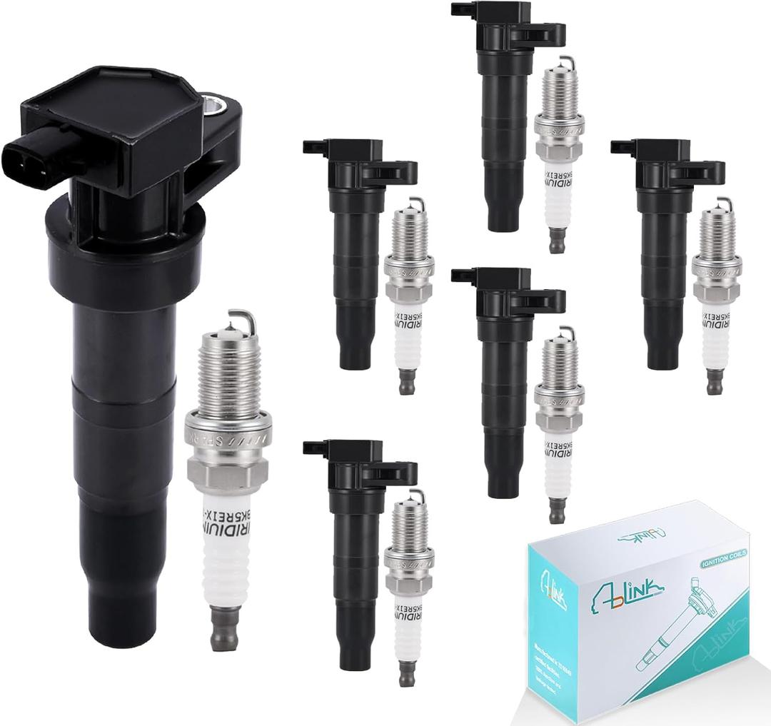 Set of 6 UF546 Ignition Coil Pack & 7090 Spark Plugs 3.3L 3.8L For Hyundai Azera 2006-2011, Entourage 2007-2008, Santa Fe 2007-2009, Sonata 2006-2010, Veracruz 2007-2012