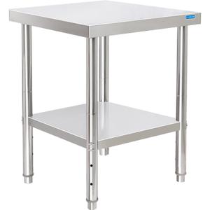 KUARBARR Stainless Steel Table for Prep & Work with Undershelf 24 x 24 Inches NSF Metal Commercial Kitchen Prep Table with Adjustable Under Shelf Worktable for Restaurant Home Outdoor