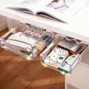 TooCust 2 Pack Under Desk Storage Drawers Slide Out-Drill-On or Self-Adhesive,Large&Medium Drawer Under Desk Organizer Under Table Drawer for Home Office School Organization and Storage