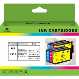 High Yield 951XL Ink Cartridges Combo Pack 2 Cyan, 2 Magenta, 2 Yellow (6-Pack) Compatible with OfficeJet Pro 8600, 8610, 8620, 8630, 8660, 8640, 8615, 8625, 251DW, 276DW