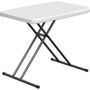 Folding Table 30 Inch - Small Desk Adjustable Height TV Tray for Laptop, Couch, Camping - Heavy Duty Utility Foldable Table for Small Spaces, No Assembly Required, White Granite