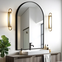 Arch Wall Mirror 36"x24" Large Brass Bathroom Mirror Metal Frame Mirrors for Wall, Decoration Vanity Living RoomBedroom Entryway Black