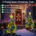 2 Pack 3.6Ft Solar Christmas Tree for Christmas Decorations Outdoor, 100 LED Xmas Tree with 36 Pcs Christmas Ornaments, Solar Pathway Lights for Garden Yard Porch Cemetery Grave Decor