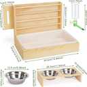 4 in 1 Rabbit Hay Feeder with Litter Box, Small Animals Hay Rack with Water Bottle, and 2 Bowls, Wooden Bunny Hay Holder Feeder Toilet Combo for Rabbit, Guinea Pig, Hamster, Hedgehog, Chinchillas