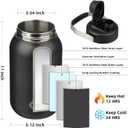 BJPKPK Half Gallon Insulated Water Bottles, 64oz Water Jug with Metal Handle & BPA Free Spout Lid, Dishwasher Safe Flasks, Large Stainless Steel Gym Sport Jugs, Black