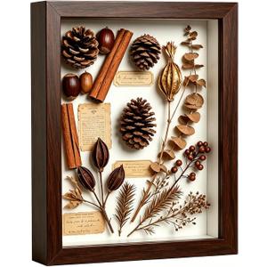 8x10 Shadow Box - Walnut Color Wooden Deep Picture Frame with Shatter-Resistant Panel for Wall Decor | 3D Display Case for Military Medals,Flowers,Photos and Crafts | Easy to Open & Ready to Hang Gift