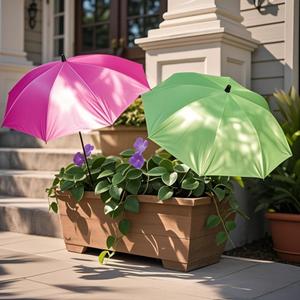 Upgraded Plant Umbrella Shade Cover for Outdoor Plants, 26" Larger Garden Plant Umbrella Shade with Adjustable Height & Angle,40'' Sun Shade for Plants, Potted Plant, Garden Beds (Green + RoseRed)