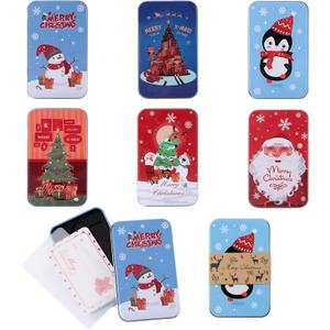 MASSTAR Gift Card Holder Small Gift Tin Boxes for Christmas Geeting FOR Cards,Money,Keys.Gift Card Box with Kraft Paper Hoop Good For Christmas Stocking Stuffers.12pack set（4.33 ×2.6 * 0.6 in.)