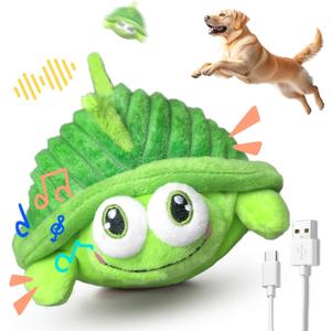 GUKCO Interactive Moving Dog Toys  Plush Chew Toy with Bouncing Ball, Music & Recording | Rechargeable Self-Play Toys for Small, Medium & Large Dogs to Keep Them Engaged (Turtle)