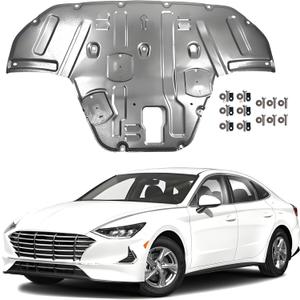 Steel Engine Splash Shield Fit for Hyundai Sonata 2020 2021 2022 2023 Front Skid Plate Heavy-Duty Lower Engine Cover Guard Fit for Sonata Engine Shield w/Screw Hardware (Grey Silver)