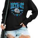 FAYALEQ Football Sweatshirts for Women Game Day Long Sleeve Shirts Football Graphic Pullover Sweatshirt Crewneck Casual Tops (Black, XXL)