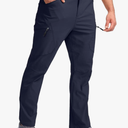 Pudolla Men's Lightweight Hiking Pants with 7 Pockets Quick Dry Water Resistant Fishing Travel Pants, Navy, XL