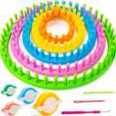 MCPINKY 12PCS Knitting Loom Set, Round Knitting Looms with Pom Pom Makers Hook for Hat Scarf Shawl Sweater Socks