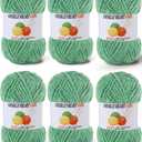 6 * 100g/3.5oz Fluffy Chenille Yarn for Crocheting, Chunky Velvet Yarn for Crochet Amigurumi, Used for Making Baby Yarns Blanket, Clothes, Pattern Knitting Creations (Light Green)