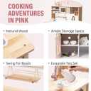 ROBOTIME Wooden Play Kitchen Set, Pretend Play Kitchen Set for Kids with Realistic Design, Kids & Toddlers Kitchen Playset with Dishwasher, Toy Kitchen Set for Boys and Girls Ages 3+ (Pink)