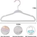 Tonswachic 14 Inch Velvet Kids Hangers -50 Pack Durable & Non-Slip Closet Organizers for Big Kids & School-Age Children, 0.2" Ultra Slim Space-Saving Design with 10 Hanger Clips - White