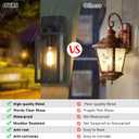Outdoor Wall Light Fixtures, Exterior Waterproof Wall Lanterns, Porch Sconces Lighting with E26 Sockets & Glass Shades, Modern Matte Black Outside Lights for Patio Front Door Entryway Garage, 2-Pack