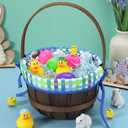 JOYIN Easter Woven Basket with Lining, Brown Wooden Easter Egg Hunt Basket with Handle for Picnic,Goodie Storage, Gift Packing, Party Favors Supplies Decorations, Filling with Candy(12.4" x 9.1")