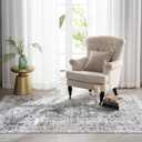 Syalife 3x5 Washable Area Rug, Ultra Soft Non-Slip, Low Pile, Stain Resistant Vintage Area Rug for Living Room, Boho Carpet for Bedroom, Dining Room, Office, Foldable Entryway Rugs, Grey/White