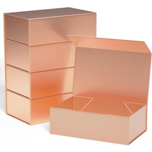 Gift Boxes 10"x6"x3" with Magnetic Closure Lid Gift Boxes for Presents,Bridesmaid Gifts Box,Cute Box,Luxury for Gift Packaging, Magnetic Gift Box for Wrapping Gifts (Rose Gold/5PCS)