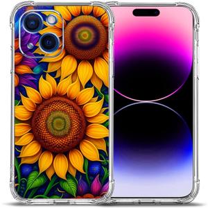 Case for iPhone 15,Beautiful Sunflowers Drop Protection Shockproof Case TPU Full Body Protective Scratch-Resistant Cover for iPhone 15