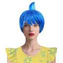 Women Wig Halloween Costume Wig Short Blue Costume Hair Wigs for Adults Halloween Cosplay Wig Emotion Anime Halloween Cosplay (Adults)