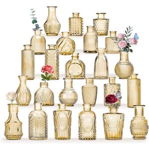 24PCS Mini Bud Vases As Wedding Centerpieces for Tables,Gold Bud Vases for Flowers,Small Flower Vases Suitable for Birthday Party,Anniversary,Wedding Reception,Baby Shower (Gold, 24PCS)