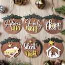 Shellwei 24 Pcs Christmas Nativity Story Wooden Ornaments Set Christmas Religious Scene Hanging Ornaments Bulk Christian Easter Gifts Xmas Tree Decoration Rustic Hanging Gift Tags for Family Crafts