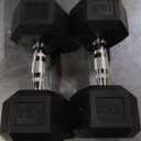 CAP 25 LB Rubber Coated Hex Dumbbell Weight, Rubber Free Weights for Home Gym Strength Training, Chrome Handle, Pair