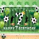 Soccer 7th Birthday Party Decorations - Happy Birthday Banner for Boys, Kids, Teens - Large Sport Themed Football Anniversary Party Supplies