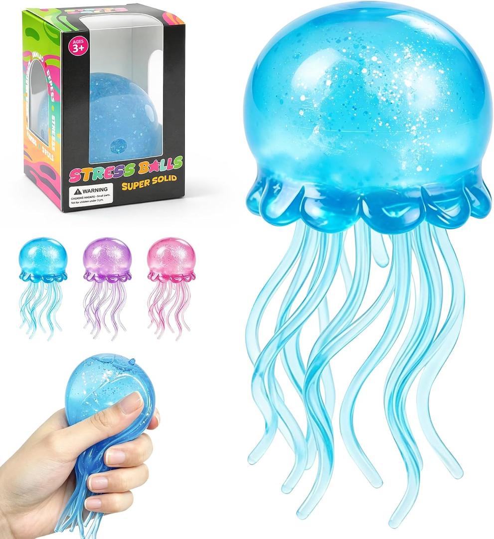 Jellyfish Squeeze Toy,2.16inch Jellyfish Squishy Sugar Balls Filled Squishy Sensory Fidget Toy,Ultra Soft Moldable Slow Rise Stress Relief Toy for Adults Anxiety Relief(Blue)