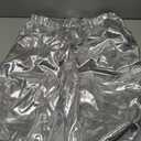 NewL Women's Metallic Shiny Jogger Casual Holographic Color Streetwear Pants Hip Hop Fashion Smooth Elastic Trousers (Gray, XL)