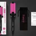 Farery Mini 3 Barrel Hair Waver - Portable Beach Wave Curling Iron for Short Hair, 1/2 Inch Ceramic Crimper with 3 Temp Settings & 30s Fast Heating, Dual Voltage Travel Hair Waver for Women, Pouch Bag
