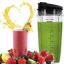 24 oz Blender Cups with Sip & Seal Lid, 2-Pack Compatible Replacement for Personal Blenders BPA-Free, Leak-Proof, Portable Smoothie Shake Travel Bottles