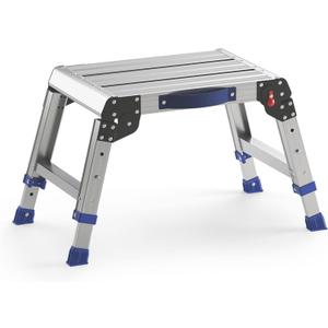 Folding Step Stool for Adults, Aluminum Work Platform Adjustable Height, Lightweight and Durable Portable Outdoor Aluminum Step Stool Foldable, Maximum Load Capacity of 440 Pounds. (Short Non-Folding Deck)