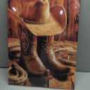 SWQYLB Western Cowboy Canvas Wall Art Vintage Hat And Boots Pictures West Rodeo Painting Prints Men's Cave Bedroom Office Farmhouse Decor Framed (16.00" x 24.00")