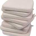 AAAAAcessories D-Shaped Chair Cushions, 2" Thick Dining Chair Pads with Ties and Removable, Machine-Washable Cover, 17" x 16", Set of 8, Oatmeal Beige