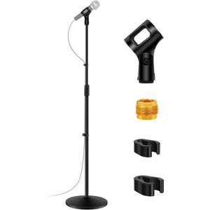 InnoGear Mic Stand, Microphone Stand Floor Detachable Boom Mic Arm Stands with Weighted Round Base, Height Adjustable from 34" to 60" for Blue Yeti HyperX QuadCast Shure SM58 Samson Q2U Fifine K669B