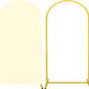 Metal Arch Stand and Cover Set,1 Ivory Spandex Fitted Backdrop with 1 Gold Wedding Arched Stand Frame for Parties Birthday Baby Shower Bridal Banquet Decoration (6.6FT)