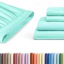 4 Piece Queen Spa Blue Bed Sheet Set + Spa Blue Adjustable Bedskirt with 15" Drop Bundle - Hotel Luxury Quality Sheets w/ 21 Extra Deep Pockets - Breathable, Cooling, Soft & Wrinkle Free - Oeko-Tex