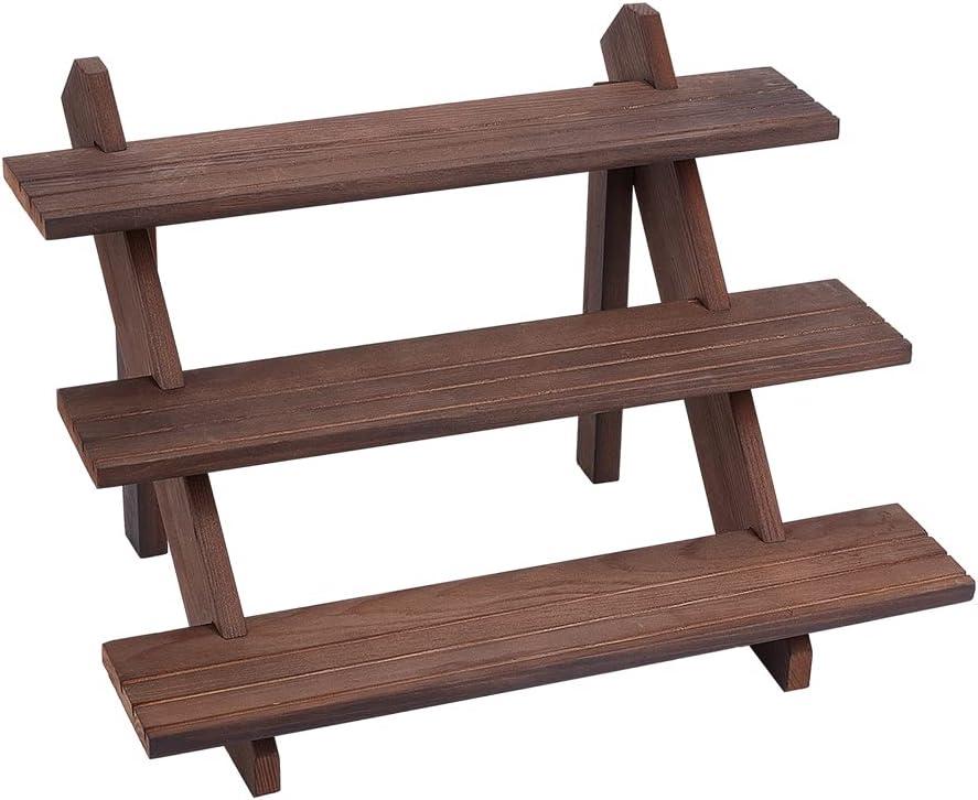 NBEADS 3-Tier Retail Earring Display Riser, Coffee Colour Earring Ring Holder Detachable Wood Retail Jewelry Card Display Stand with Groove for Crafts Jewelry Storage Display, 15.3x12.28x10.12 (3-Tier Coffee Color)