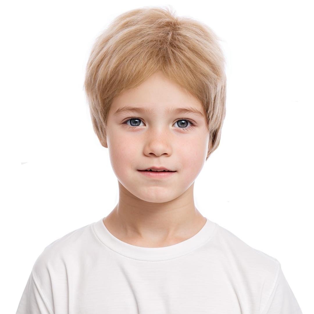 Boys Blonde Wig Kids Golden Blonde Wig Childrens Short Straight Daily Halloween Costume Synthetic Wigs