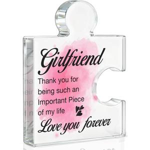 Girlfriend Gifts for Women Her, Gifts for Girlfriends Valentines Day Anniversary National Girlfriends Day Birthday, Girlfriend Acrylic Puzzle Plaque Decorative, 4.6*3.5*0.6 inches
