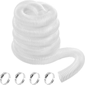 2 1/2" x 10' PVC Clear Dust Collection Hose, Puncture Resistant Fume Collection Hose with 4 Pieces Stainless Steel Clamps, Suitable for Dust Woods Debris Collection (2.5 Inch  10 Feet)
