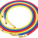 3 Colours R410A AC Charging Hose Set 60 Inches with 1/4 Inch SAE 4000-800 PSI Refrigerant Charging Tube Adapter for HVAC Air Conditioning Refrigerant Charging Hoses R134A R12 R22
